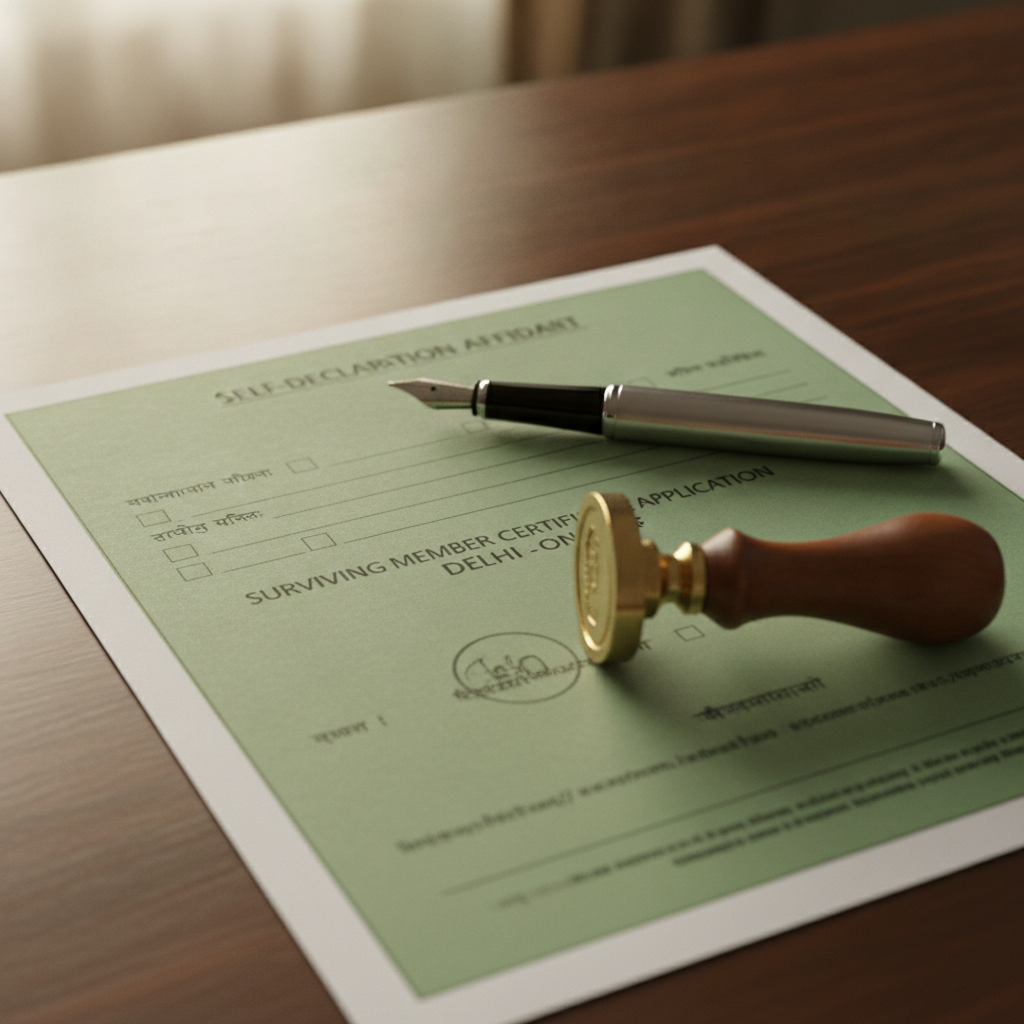 Affidavit format for Surviving Member Certificate in Delhi